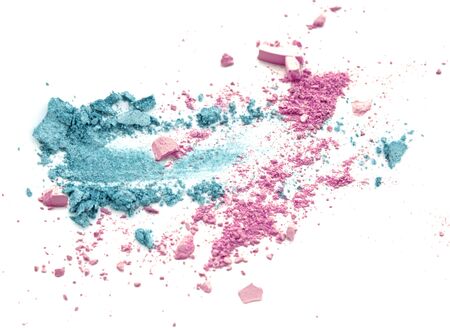 Blue and Pink color make up powder eye shadow crushedの写真素材