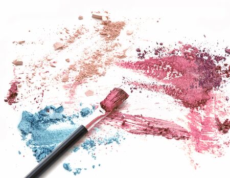 Mixed color glitter eye shadow, make up powder and blushの写真素材