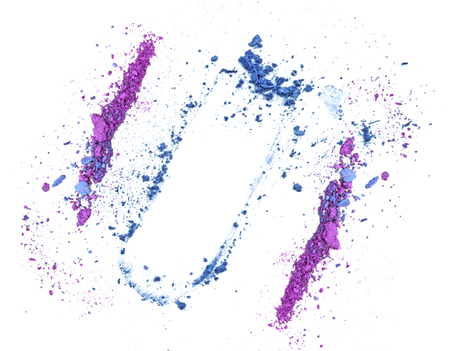 crushed eyeshadow on white backgroundの写真素材