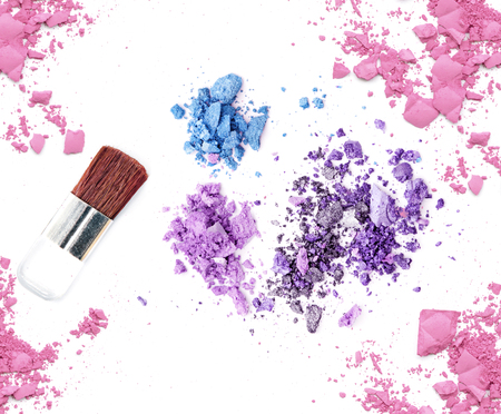 Glitter eye shadow and blush make up cosmetic productsの写真素材