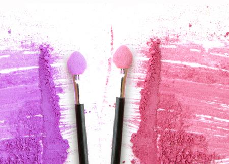 Two make up blush on crushed make up powder.の写真素材