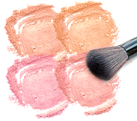 Brush make up on facial powder cosmetic.の写真素材