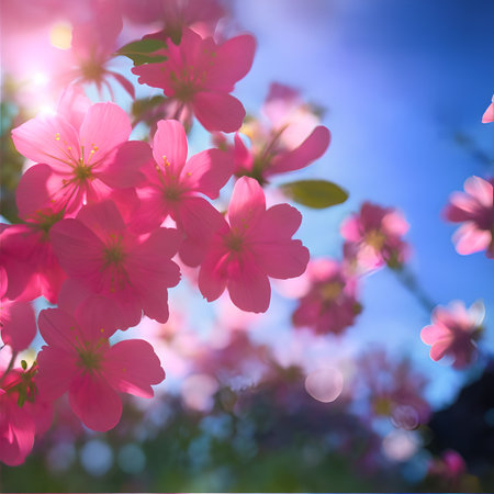 Spring blossom sakura tree. Abstract floral background. Created using generative AIの素材