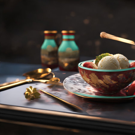 Ice cream in a cup on a dark background, close-up. Created using generative AIの素材
