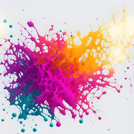 Colorful paint splashes on a white background. Vector illustration. AI Generated.の素材