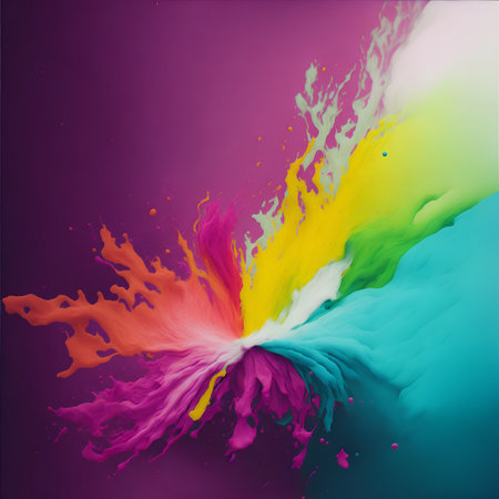 abstract background with colorful paint splashes. 3d render illustration. AI Generated.の素材