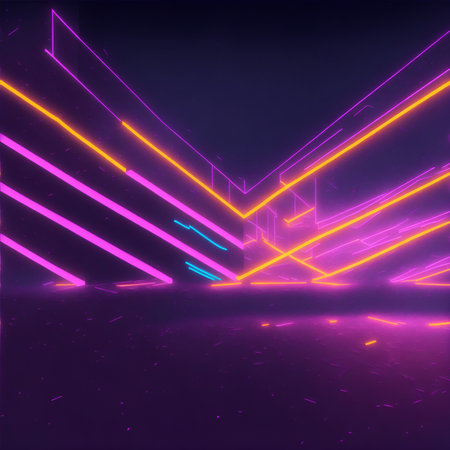 Abstract background with neon lines. 3d rendering, 3d illustration. generative AIの素材