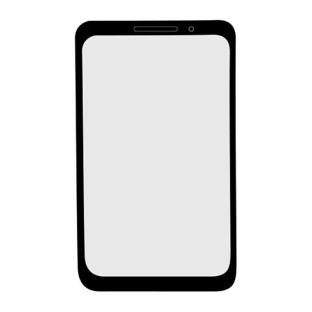 Smartphone template. Mobile phone with blank screen copy space. Black device front view. Stock vector flat illustration isolated on white backgroundのイラスト素材