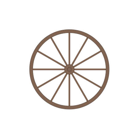 Wooden antique wheel. Stock vector flat illustration isolated on white background.のイラスト素材
