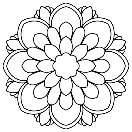 Black outline flower mandala.のイラスト素材