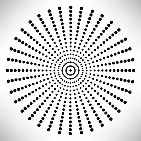 Star, round element, halftone rays isolated on white background. Black logo. Geometric shape. Vector illustration.のイラスト素材