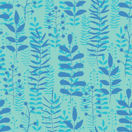 Floral seamless pattern with branches and leaves. Vector illustration.のイラスト素材