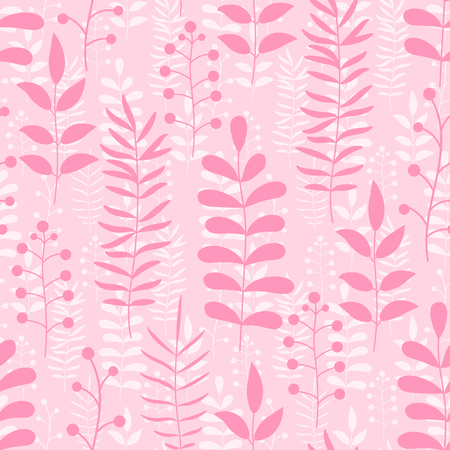 Floral seamless pattern with branches and leaves. Vector illustration.のイラスト素材