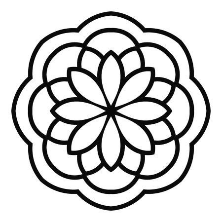 Ornamental round doodle flower isolated on white background. Black outline mandala. Geometric circle element. Vector illustration.のイラスト素材