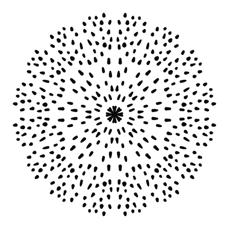 Ornamental round dotted round elements with dots isolated on white background. Black halftone mandala. Geometric circle. Vector illustration.のイラスト素材