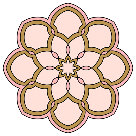 Ornamental round doodle flower isolated on white background. Colorful mandala. Geometric circle element. Vector illustration.のイラスト素材