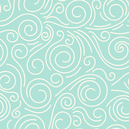 Abstract hand drawn doodle thin line wavy seamless pattern. Curly linear sky or sea messy background. Vector illustration.のイラスト素材