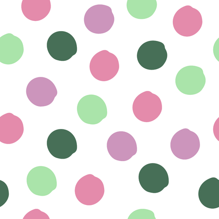 Colorful cute grunge polka dot. Grungy dotted seamless pattern. Textured circles on white background. Vector illustration.のイラスト素材