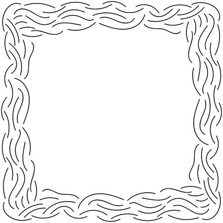 Abstract doodle curly thin line frame isolated on white background. Vector illustration.のイラスト素材