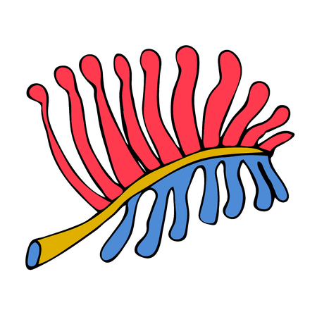 Bright palm leaf in pop art style. Vector illustration.のイラスト素材