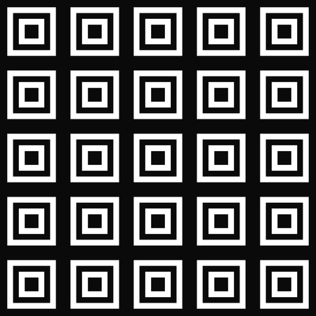 Black and white square seamless pattern. Checkered abstract background with geometrical shapes. Infinity geometric pattern for wrapping paper, textile, wallpaper, fabric. Vector illustration.のイラスト素材