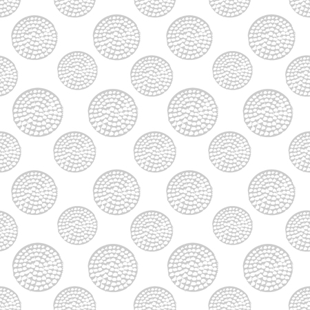 Black and white circle, pastel gray round grunge polka dot, seamless pattern, wrapping paper. Vector illustration.のイラスト素材