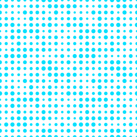 Blue and white seamless pattern with grunge halftone dots. Dotted texture. Halftone dots background. Polka dot infinity. Abstract geometrical pattern of round shape.Screen print. Vector illustration.のイラスト素材