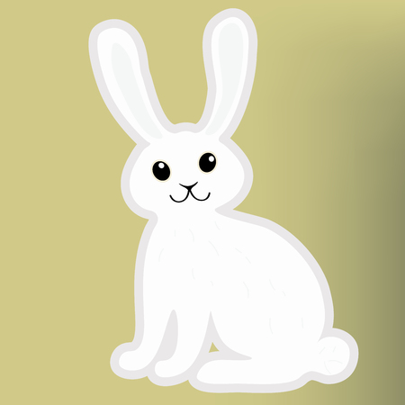 Cartoon Easter bunny. Rabbit isolated on green background. Vector illustration.のイラスト素材