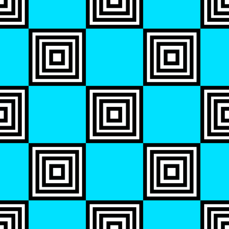 Blue linear checkered seamless pattern. Geometric background with black and white squares. Basic modern design for website, cards, wrapping paper. Vector illustration.のイラスト素材