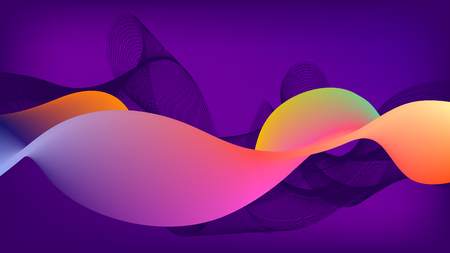 Abstract background with multicolored flow shapes, waves, smoke. Universal design for covers, flyers, banners, greeting card, booklet and brochure. Vectorのイラスト素材