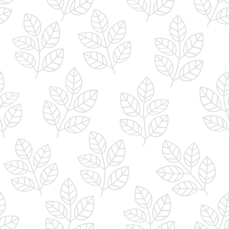 Thin line foliage seamless pattern. Floral background with branches and leaves. Vector illustration.のイラスト素材