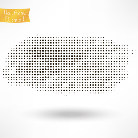 Black halftone element, banner, texture, icon.  Dotted texture isolated on white. Vector illustration.のイラスト素材
