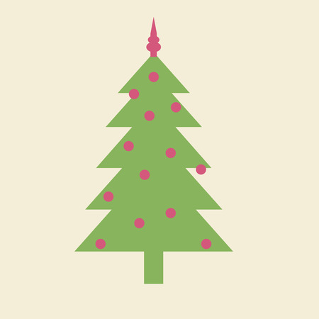 Christmas tree with decoration isolated on background. Vector illustration.のイラスト素材