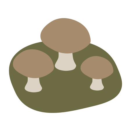 Cartoon mushrooms on the moss. Vector illustration.のイラスト素材