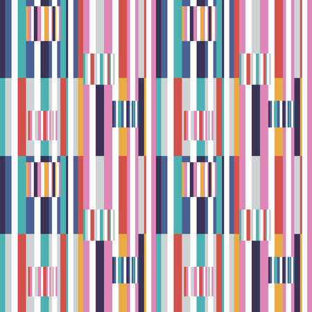 Strip seamless pattern. Colorful linear wallpaper, wrapping paper. Line, square infinity abstract geometric background. Vector illustration.のイラスト素材