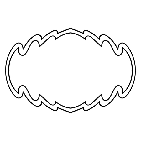 Outline frame. Ornamental round doodle  element isolated on white background. Vector illustration.のイラスト素材