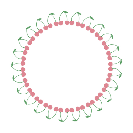 Frame with cherry isolated on white background. Vector illustration.のイラスト素材