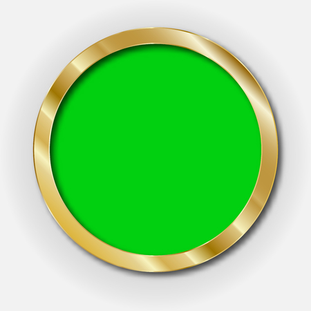 Abstract round gold frame with shadow isolated on white background. Vector illustration.のイラスト素材