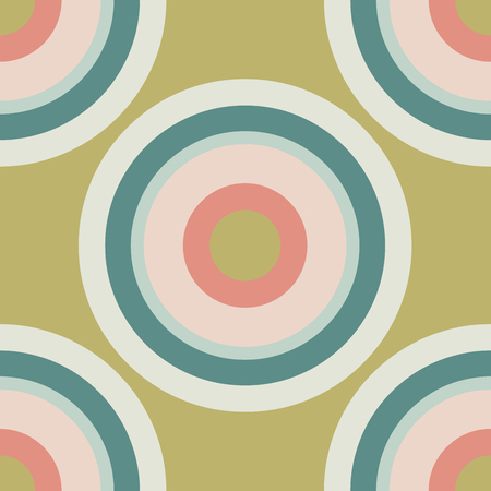 Colorful seamless pattern with polka dot, geometrical shapes, rings, circles. Wrapping paper, background. Vector illustration.のイラスト素材