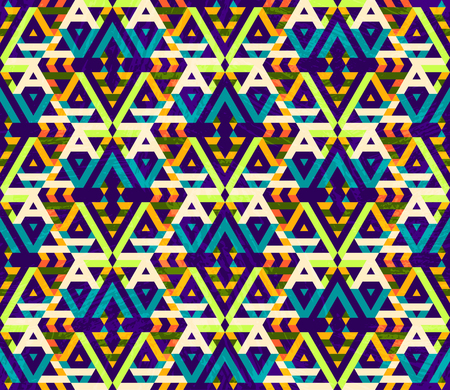 Abstract geometric seamless pattern with different shapes and grunge texture. Triangles, rhombuses, lines. Vector illustration.のイラスト素材