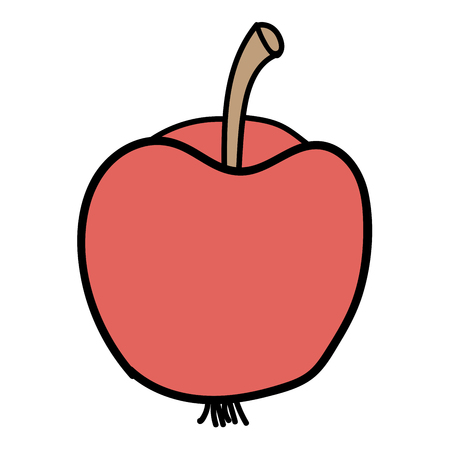 Cartoon doodle linear apple isolated on white background. Vector illustration.のイラスト素材