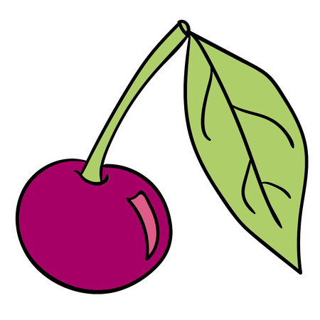 Cartoon doodle cherry isolated on white background. Vector illustration.のイラスト素材