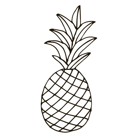 Pineapple isolated on white background. Cartoon pineapple. Vector illustration.のイラスト素材