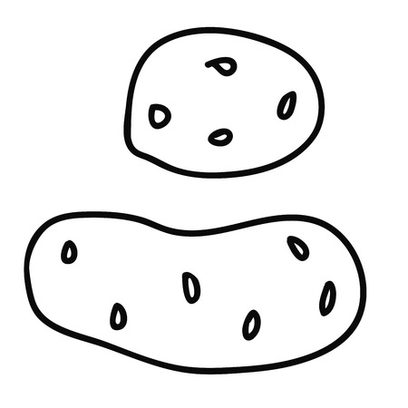 Cartoon doodle linear potato isolated on white background. Vector illustration.のイラスト素材