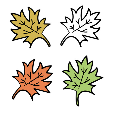 Floral set of colorful cartoon doodle elements, leaves, petals isolated on white. Collection for design. Vector illustration.のイラスト素材
