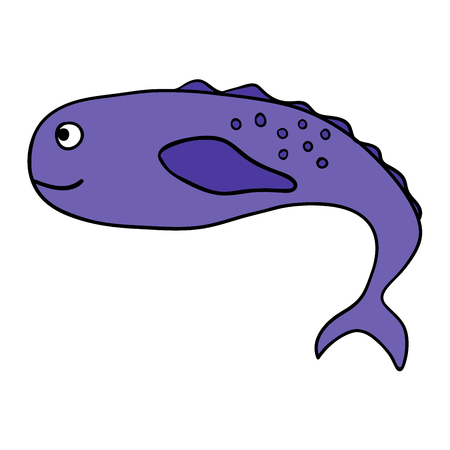 Cartoon doodle linear whale isolated on white background. Vector illustration.のイラスト素材