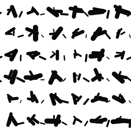 Linear geometric seamless pattern. Black and white textured background with squares, strips. Vector illustration.のイラスト素材