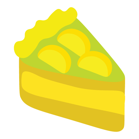 Cartoon piece of lemon cake isolated on white background. Vector illustration.のイラスト素材