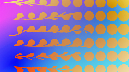 Colorful glitch dotted blurred background. Modern abstract gradient card with halftone circles....