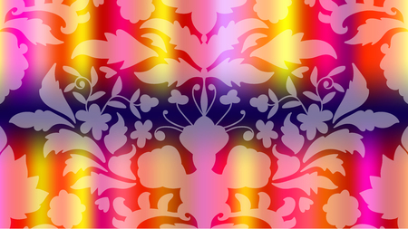 Colorful modern blurred gradient card with flowers, damask. Business poster, background. Vector illustration.のイラスト素材